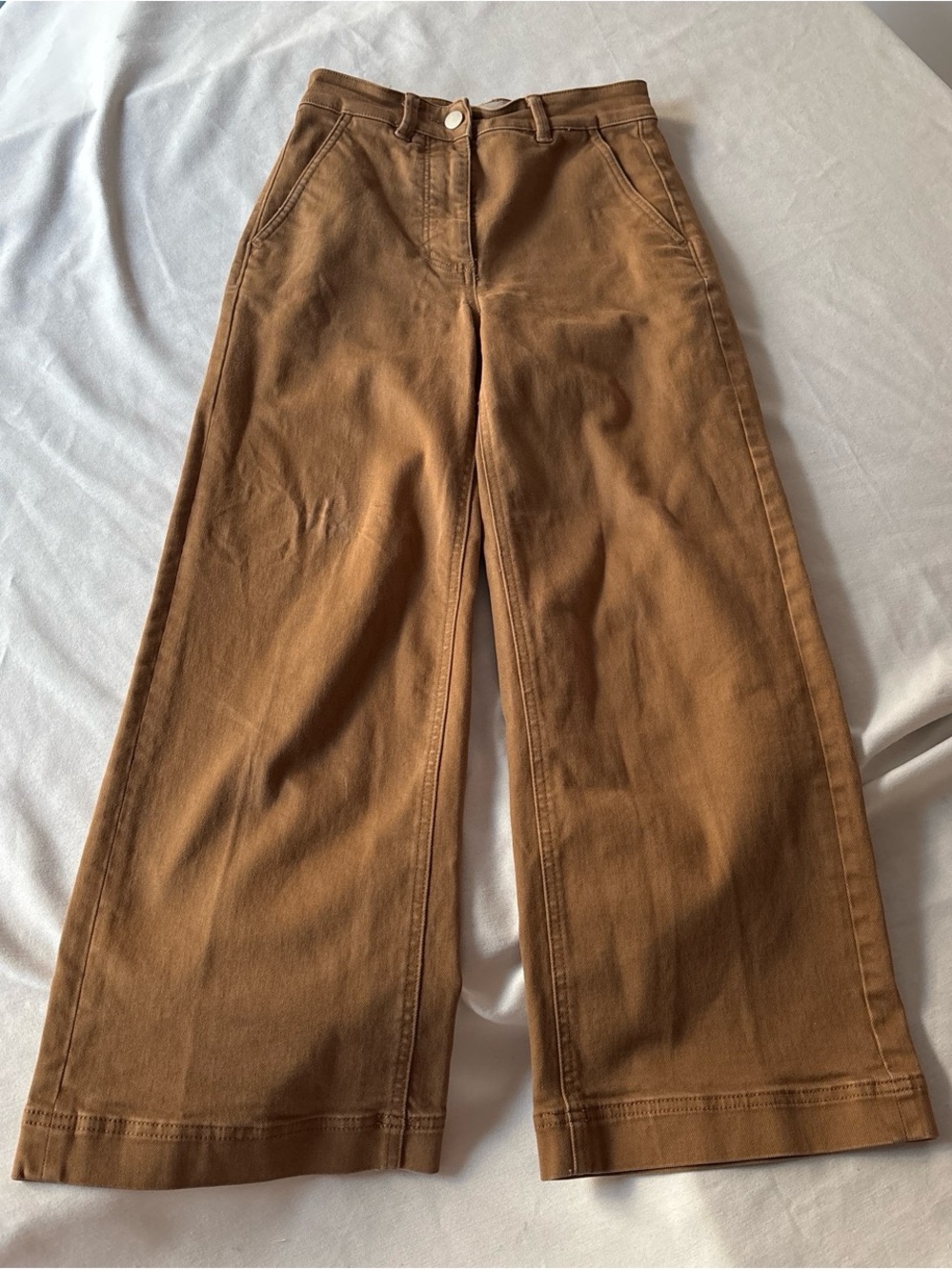 Everlane The Wide-Leg Crop Pant Ochre Tan High Rise Stretch Size 00